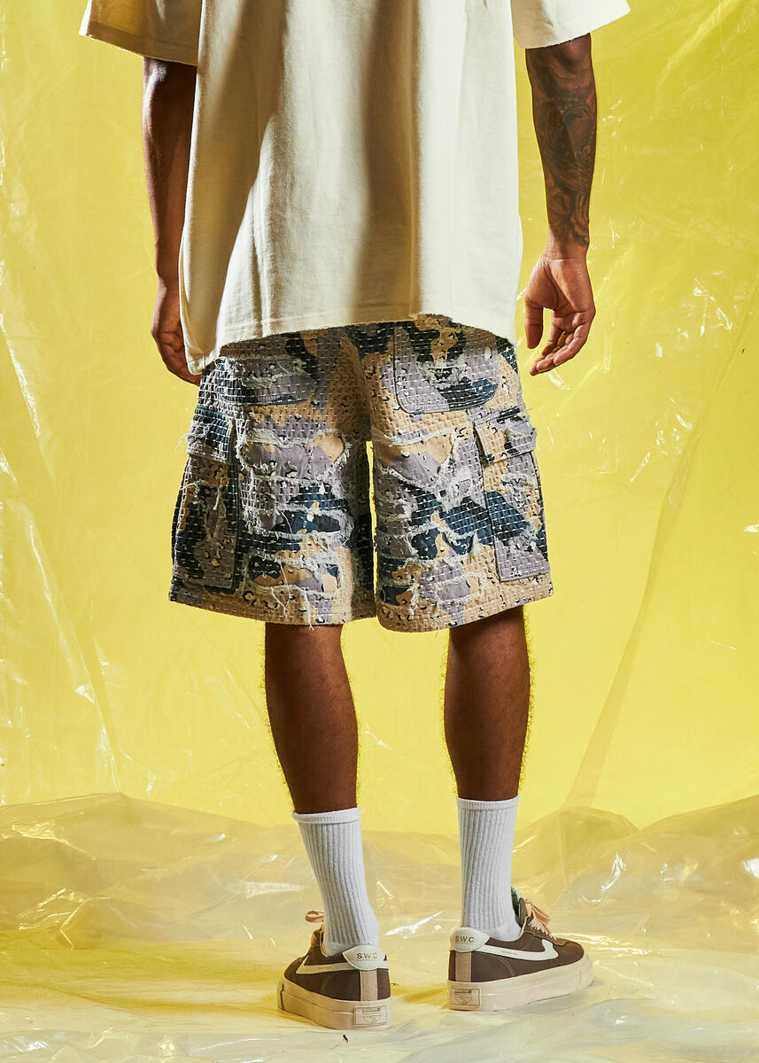 HARAJUKO BORO CARGO SHORT (DESERT BLUE CAMO)