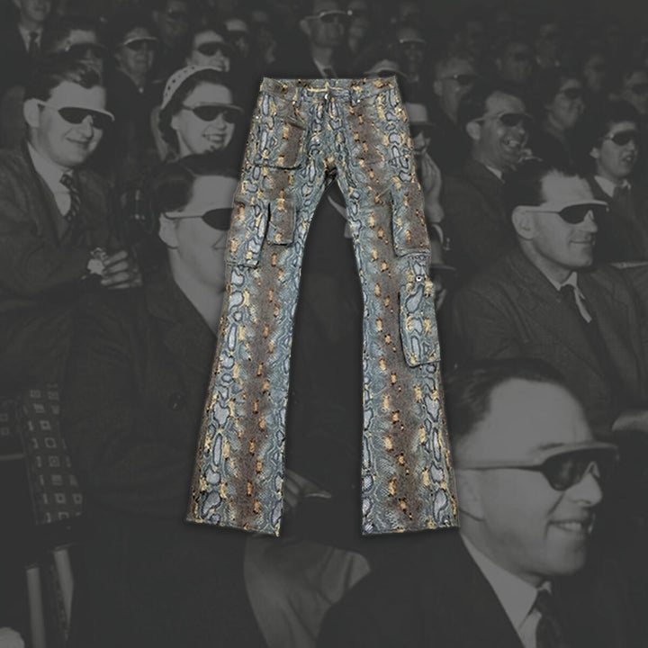 "AHMANSON" DENIM SNAKESKIN PANT