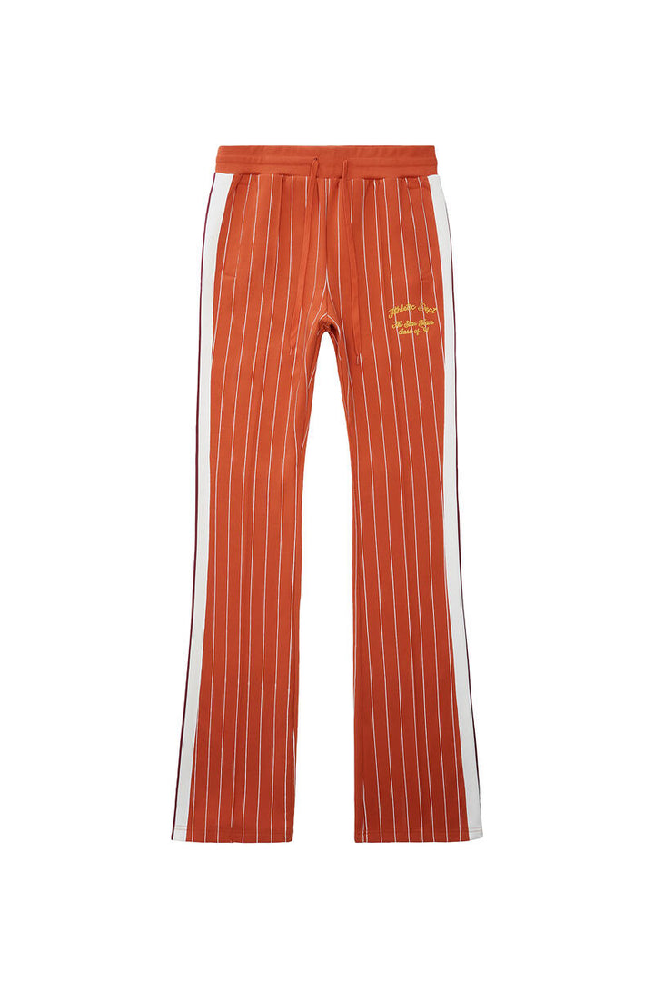 PIN STRIPED VARSITY TRACK PANTS (CINNAMON)