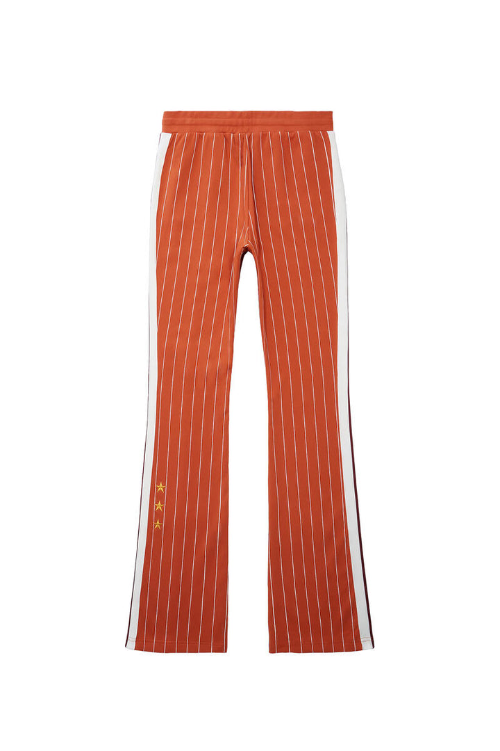 PIN STRIPED VARSITY TRACK PANTS (CINNAMON)