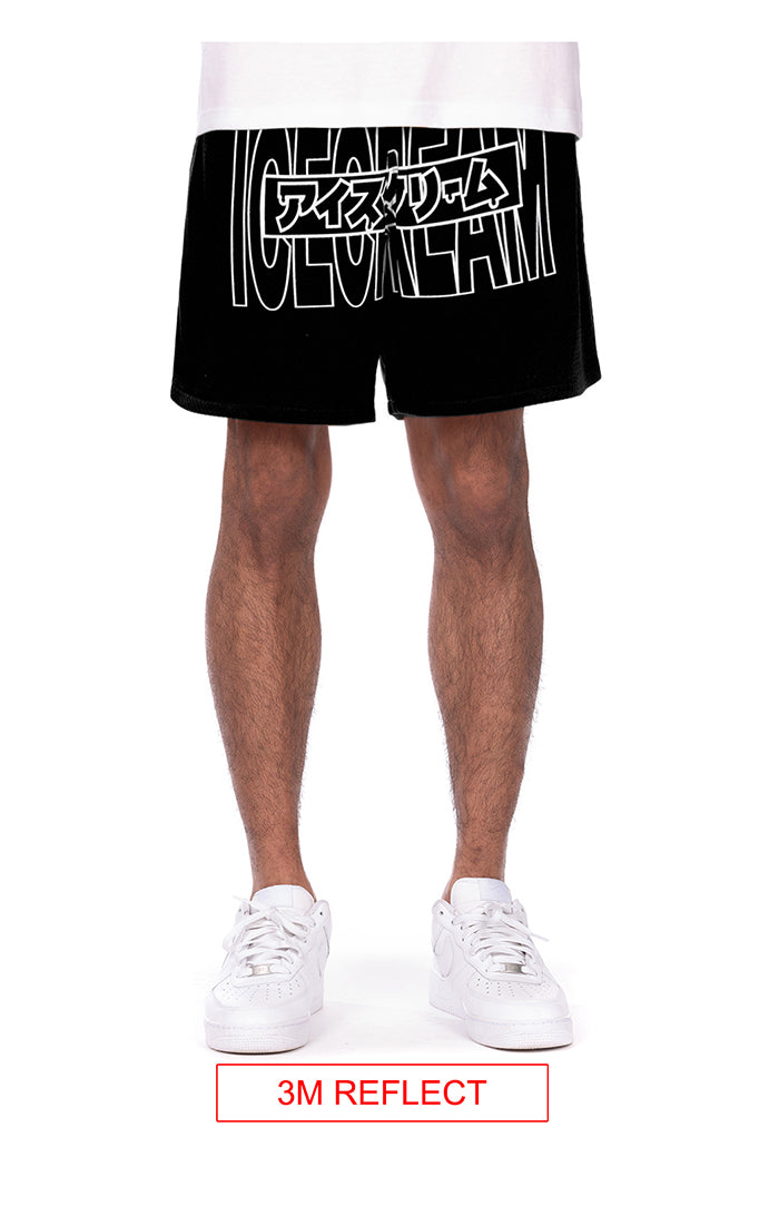 Katakana Shorts (3m reflect) -Black