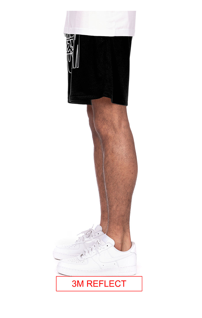 Katakana Shorts (3m reflect) -Black